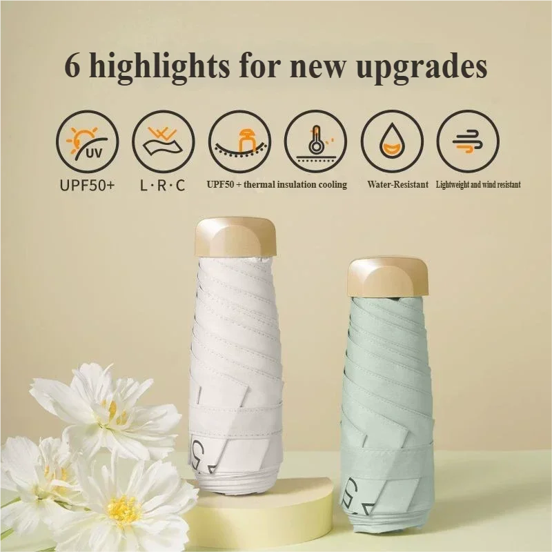 ALow Price Promotion Mini Sun Umbrella Pocket Rain Umbrella Vinyl Folding UV Ultraviolet Protection Sun Shade Pocket Parasol