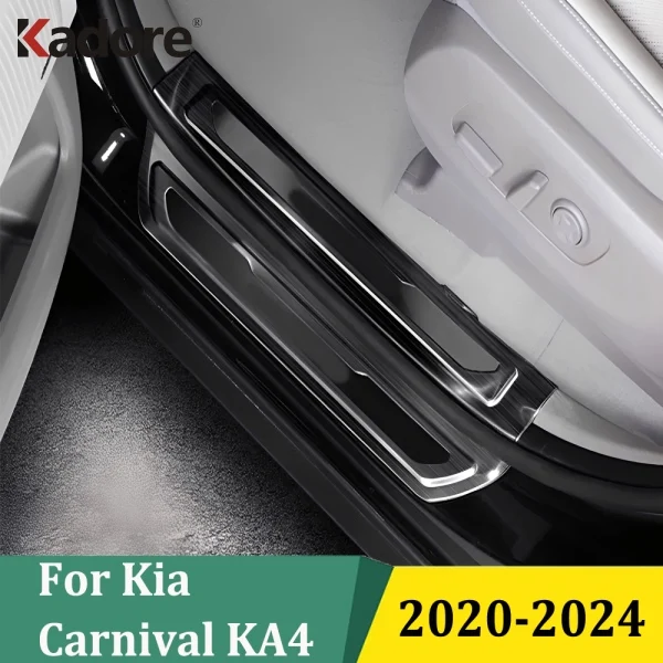 For Kia Carnival KA4 2020-2024 Stainless Steel Outside Door Sill Threshold Scuff Cover Plate Pedal Trim Car Styling Accessories