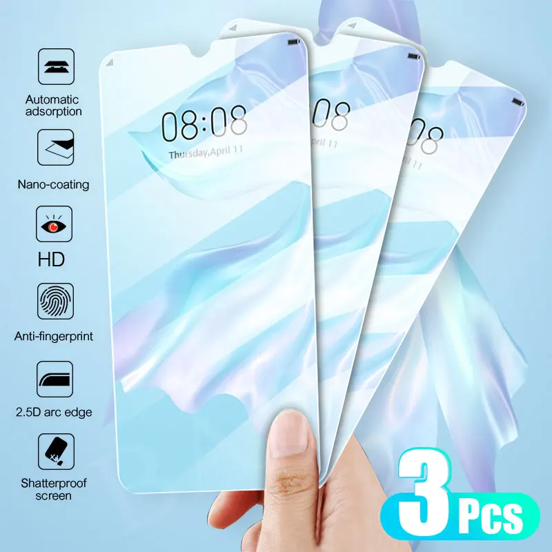 3-Piece Tempered Glass Phone Case For Huawei P40 P30 P20 Lite Pro 2019 Protective Sheet-Glass for huawei p40 pro p30 20 light 9D