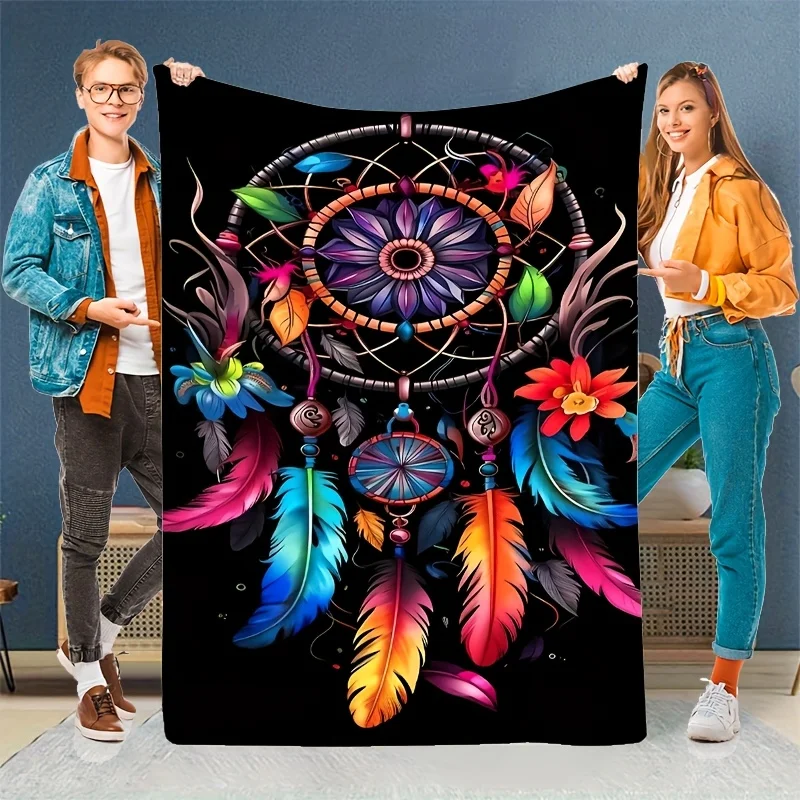 Multicolor Flannel Warm Blanket, All-Season Portable Nap Blanket, Office, Sofa, Bed, Airplane Car Warm Throw