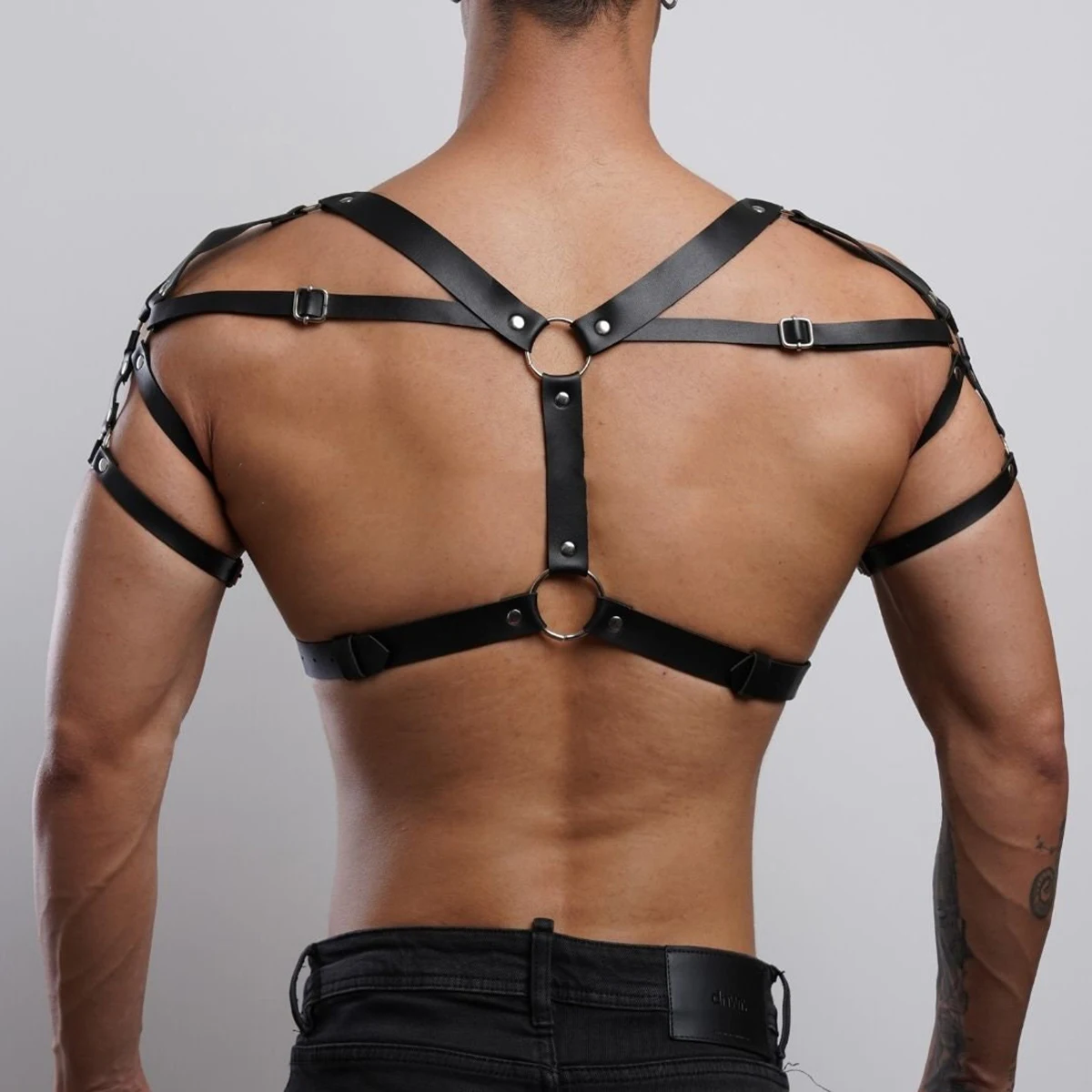 PU Leather Mens Harness Belts Fetish Gay Clothing Male Body Straps Lingerie Punk Rave Shoulder Chest Harness Men Costumes