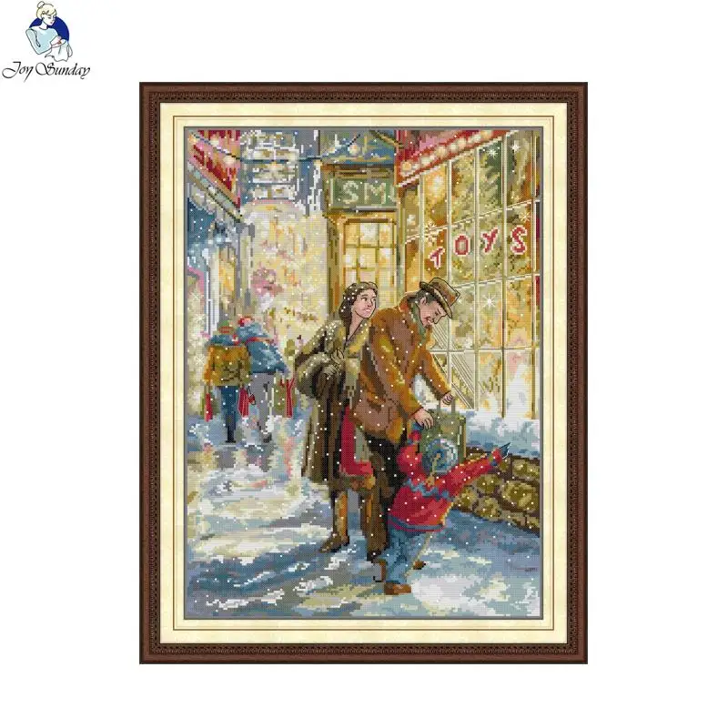 Joy Sunday The Family Before Christmas. Pre-Printed Cross-Stitch Complete Kit Embroidery Knitting Handiwork Sewing Craft Gift