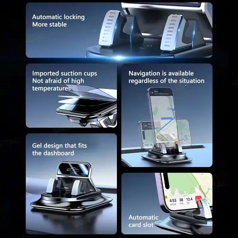 2026 new Car Phone Mount Anti Slip Silicone Dashboard Phone Holder 360-Degree Free Rotation Universal Head-Up Navigation Holder view 5