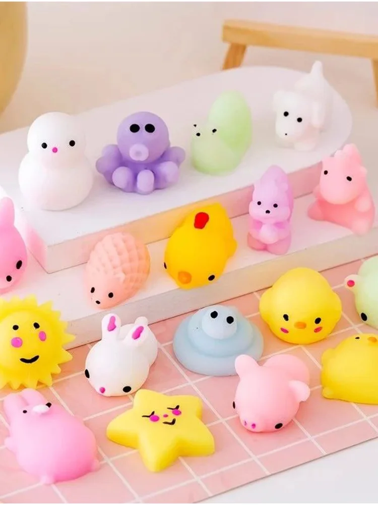 20Pcs Mini Cute Cartoon Animal Stress Relief Toys For Boys Girls Birthday Party Favor Piñata Filler Carnival Kids Party Supplies