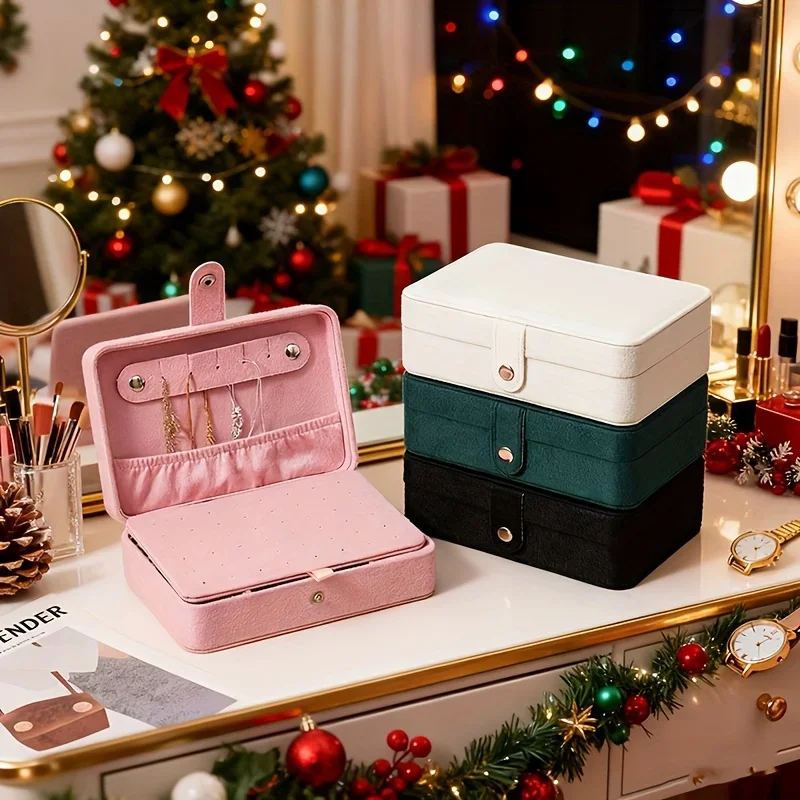 Jewelry Armoire Storage Box with Earring Ring Holder  Women's Home Decor Gift Multi-Compartment Velvet Jewelry Organizer