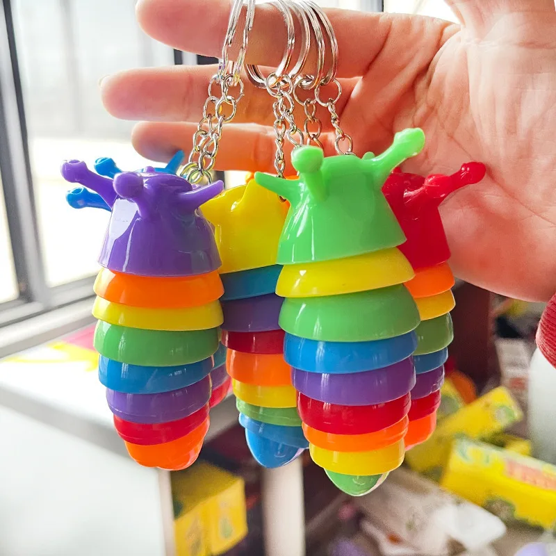 Porte-clés jouet Anti-Stress, jouet de décompression, chenilles à presser, Fidget, jeu amusant, farces pour enfants et adultes, cadeau 3 pièces J210