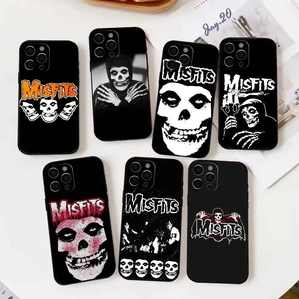 

S-skull Cool M-Misfits Phone Case For iPhone17,16,15,14,13,12,11 Plus,Pro Max Soft Black Cover
