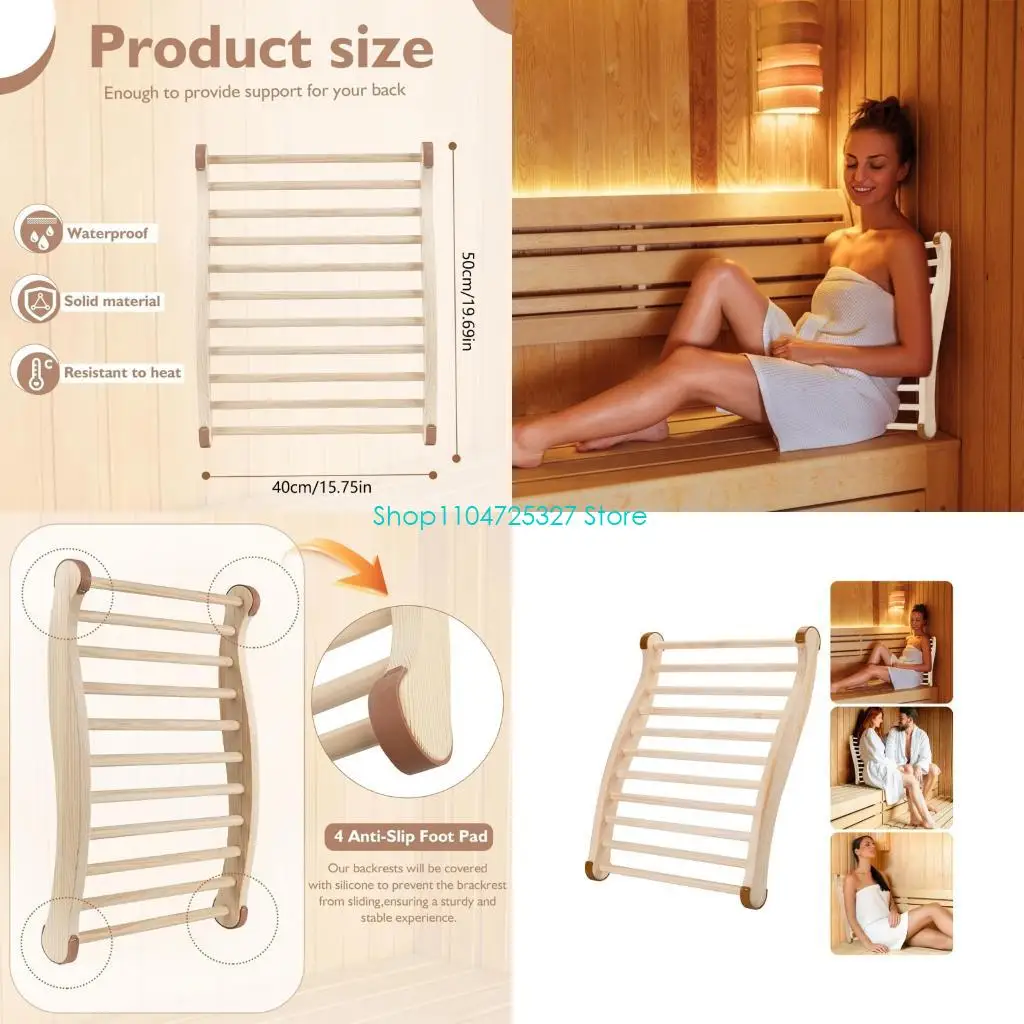 

D8KF Sauna Backrest Comfortable Slip Resistant Ergonomic S-Shape Design Chair Back