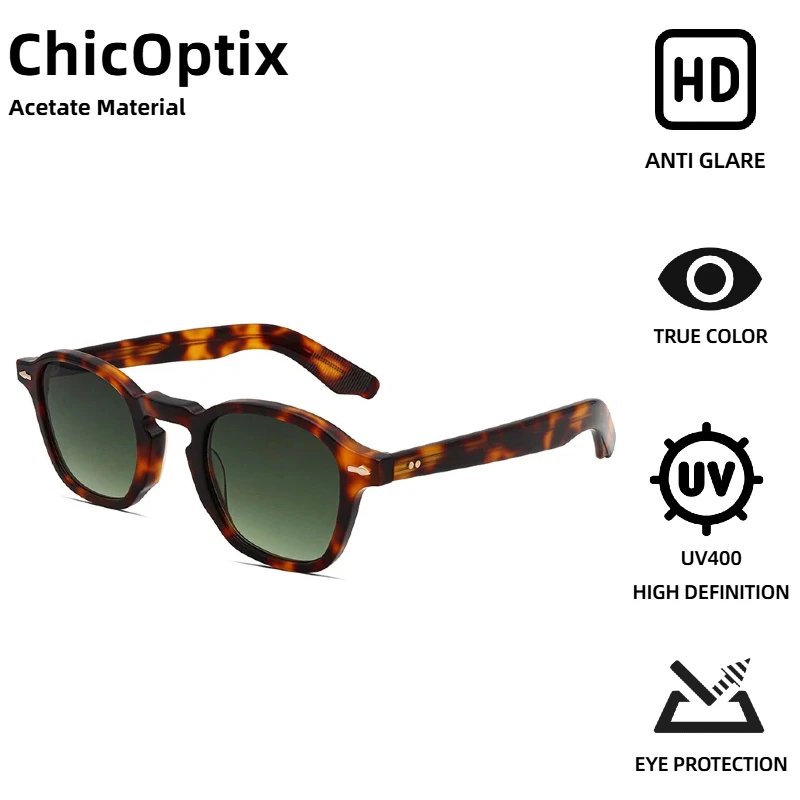 

ChicOptix модные солнцезащитные очки в виде черепахи для мужчин и женщин, квадратные овальные солнцезащитные очки в стиле ретро с заклепками из ацетата UV400, антибликовые