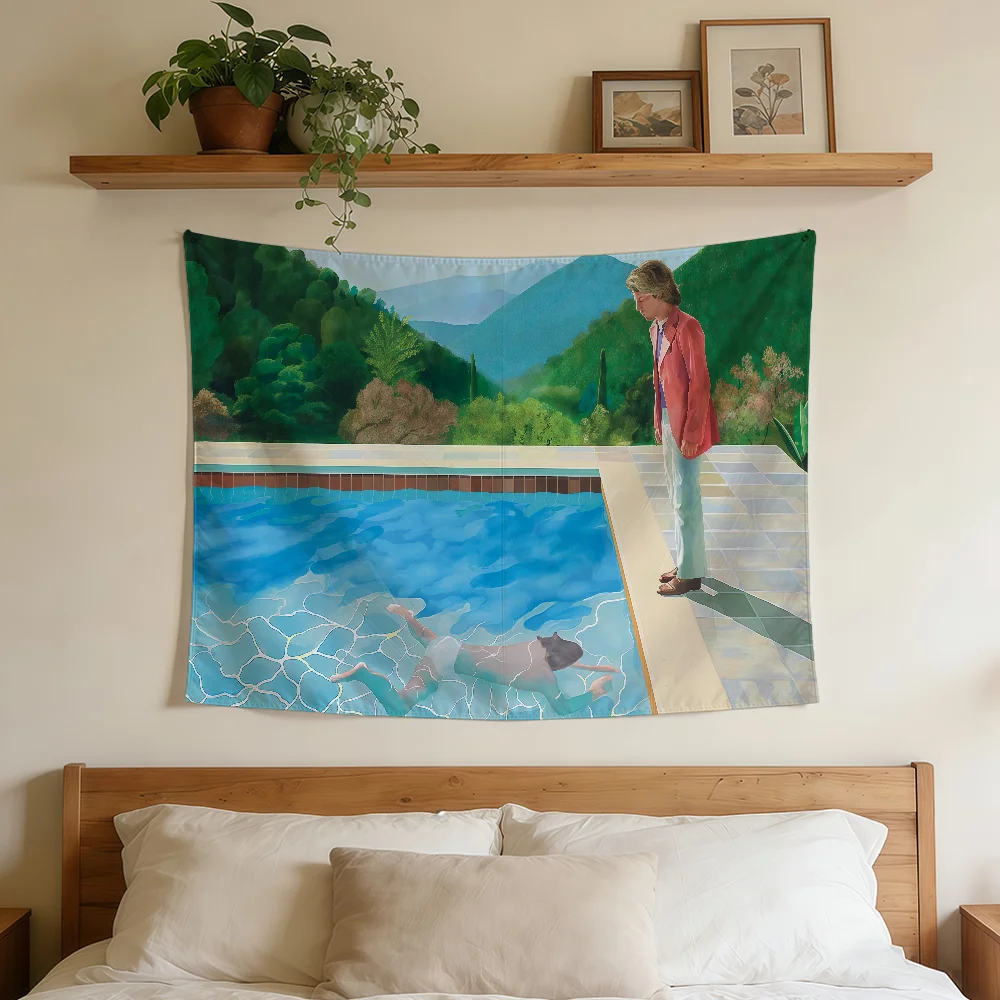 D-DavidS H-HockneyS Artwork Flag Durable Outdoor Indoor Patio Festive Decoration Classic Design Pole Wall Room Banner