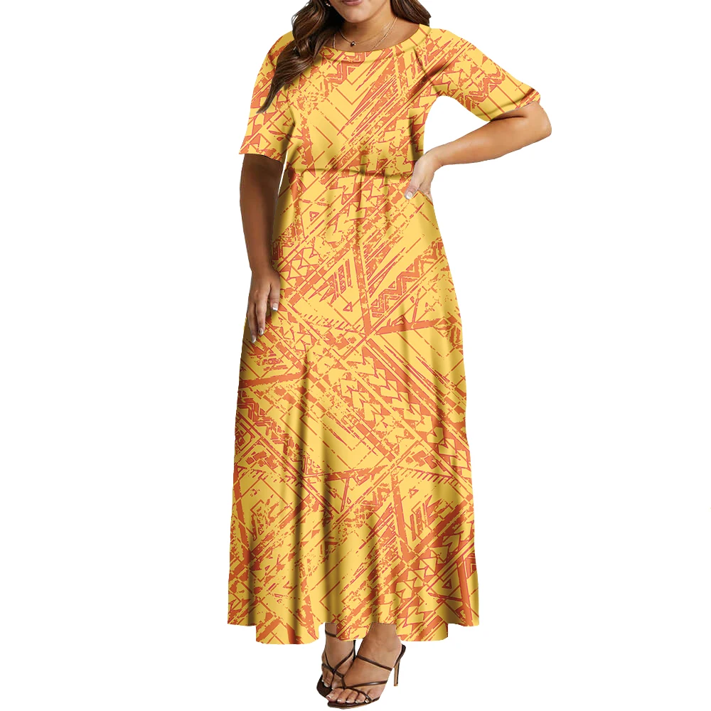 Custom Polynesian Tribal Print On Demand Elegant Women's Dress Asia & Pacific Islands Clothing