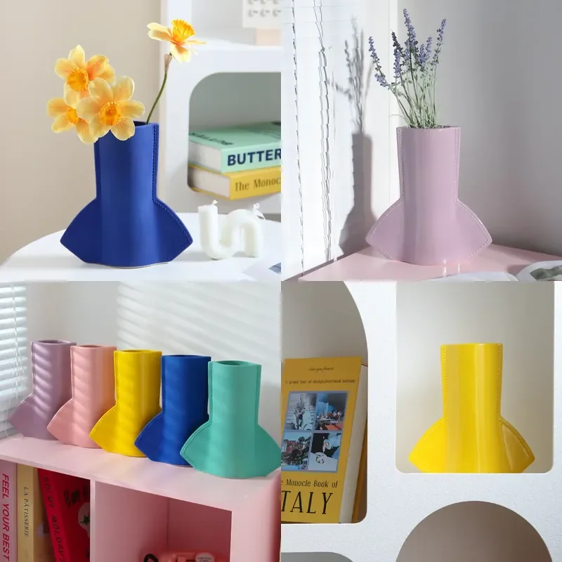Minimalist Ceramic Hydroponic Vase Small Creative Art Ornament for Home Decor Simple Modern Style