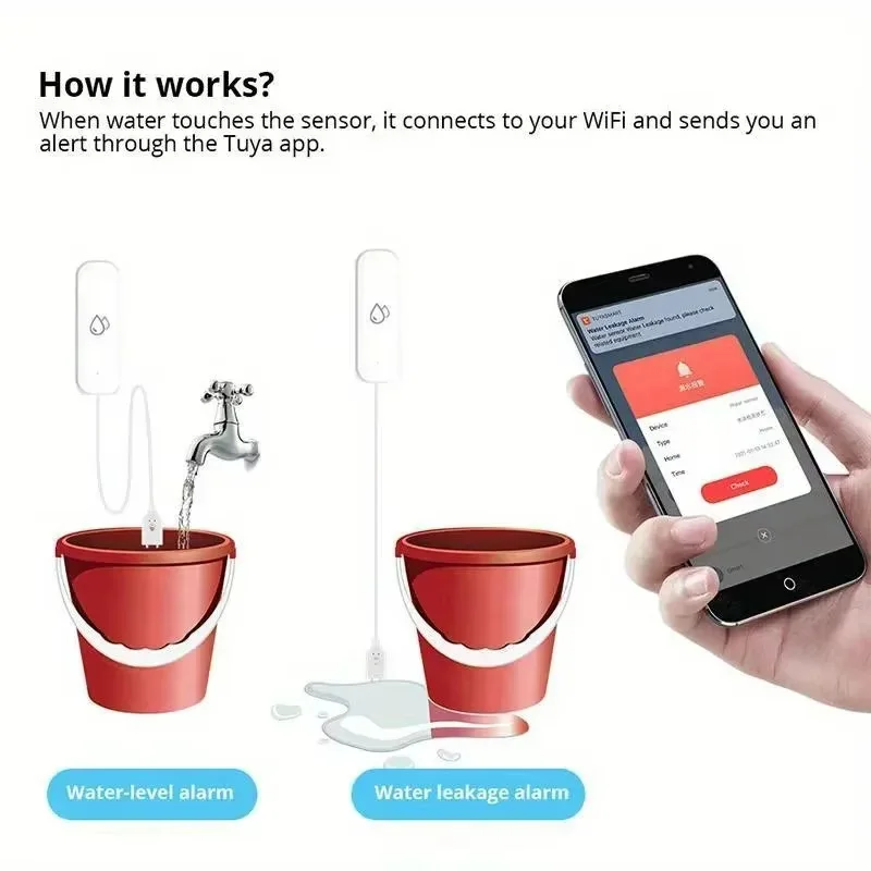 Picture 5: Graffiti WiFi wireless intelligent water level sensor, kitchen bathroom water leakage detection and alarm