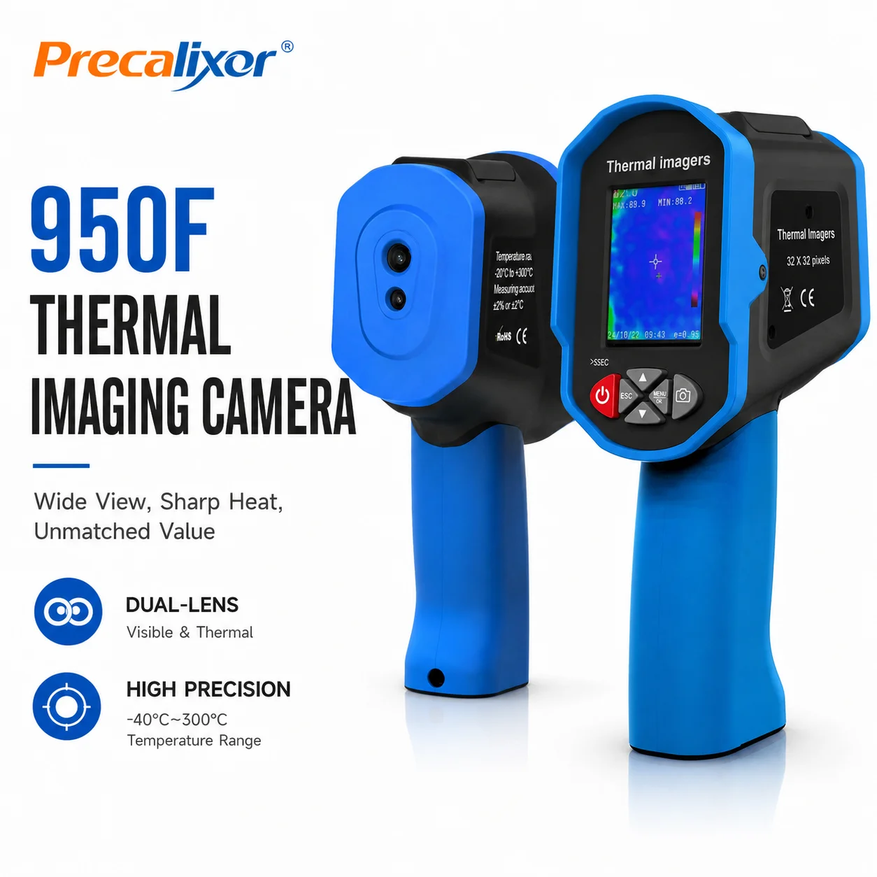 32x32 Infrared Thermal Imaging Camera IR Thermal Imager 9 Color Palettes High Sensitivity for HVAC Electrical Leak Inspection