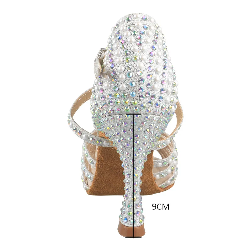 Venus Lure ผู้หญิงประกาย Glitter ส้นที่กําหนดเอง Diamante Latin รองเท้าส้นรองเท้า Salsa รองเท้าเต้นรําบอลรูมสําหรับสตรี