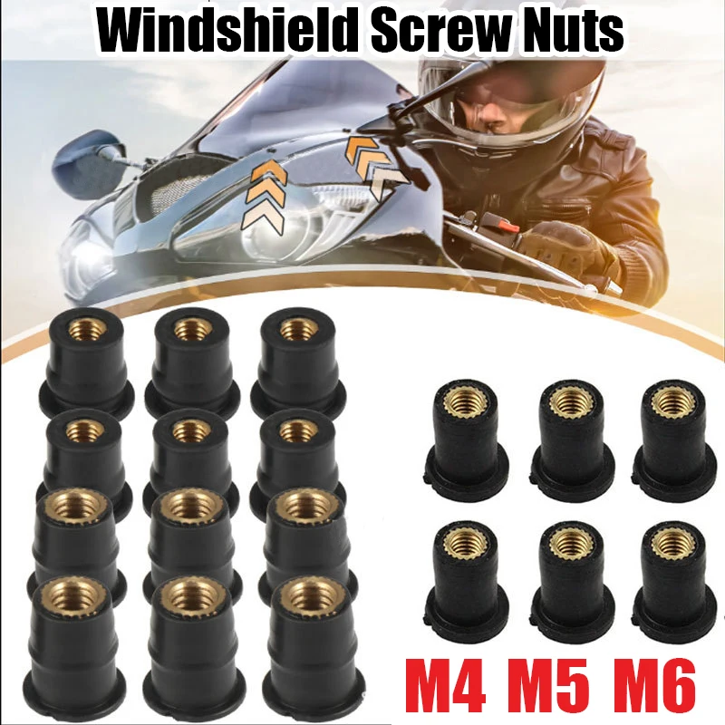 1 Pc Motorcycle Tuning Windshield Rubber Nut M4 M5 M6 Brass Nut Expanded Rubber Well Nut Rivet Fastener