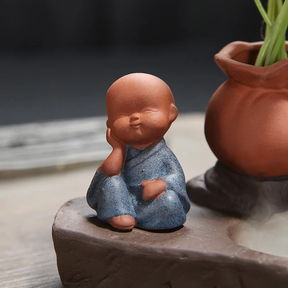 

Backflow Incense Holder Ceramic Monk Incense Cone Burner Aromatherapy Decoration Air Purifier Stress Relief Meditation