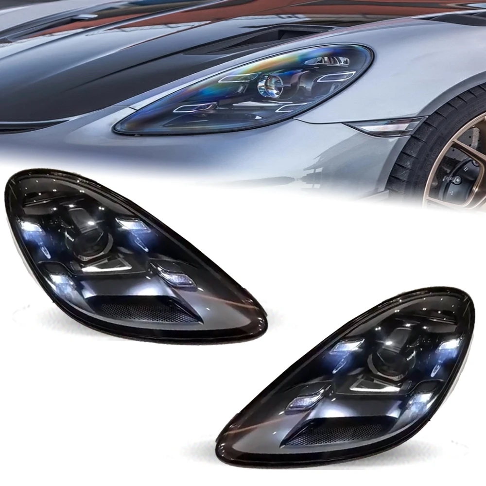 

Head Lamp for Porsche cayman boxster 718 LED Headlight 2016-2021 Headlights DRL Turn Signal High Beam Angel Eye Projector