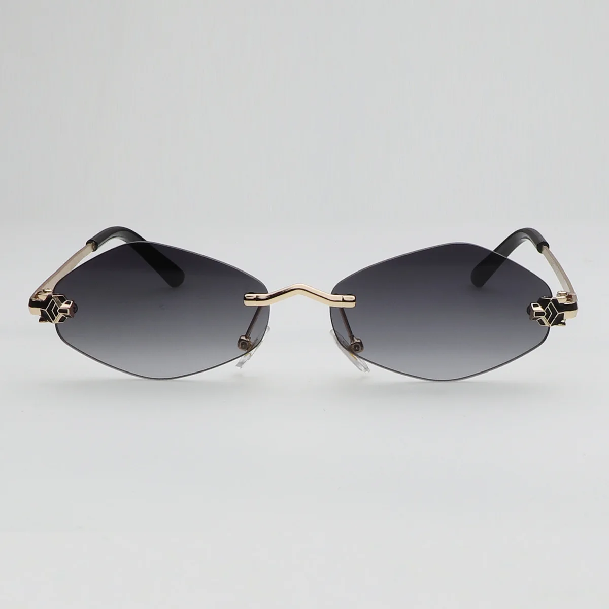 

Small Rimless Cheetah Sunglasses Men Women Retro Vintage Travel Eyewear New Trend Diamond Shape UV400 Sun Glasses Google Shades