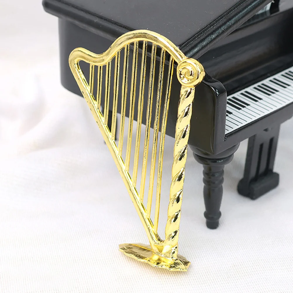 Mini Harp Instrument Model Music House Adornment Stringed Plastic Ornament Simulation