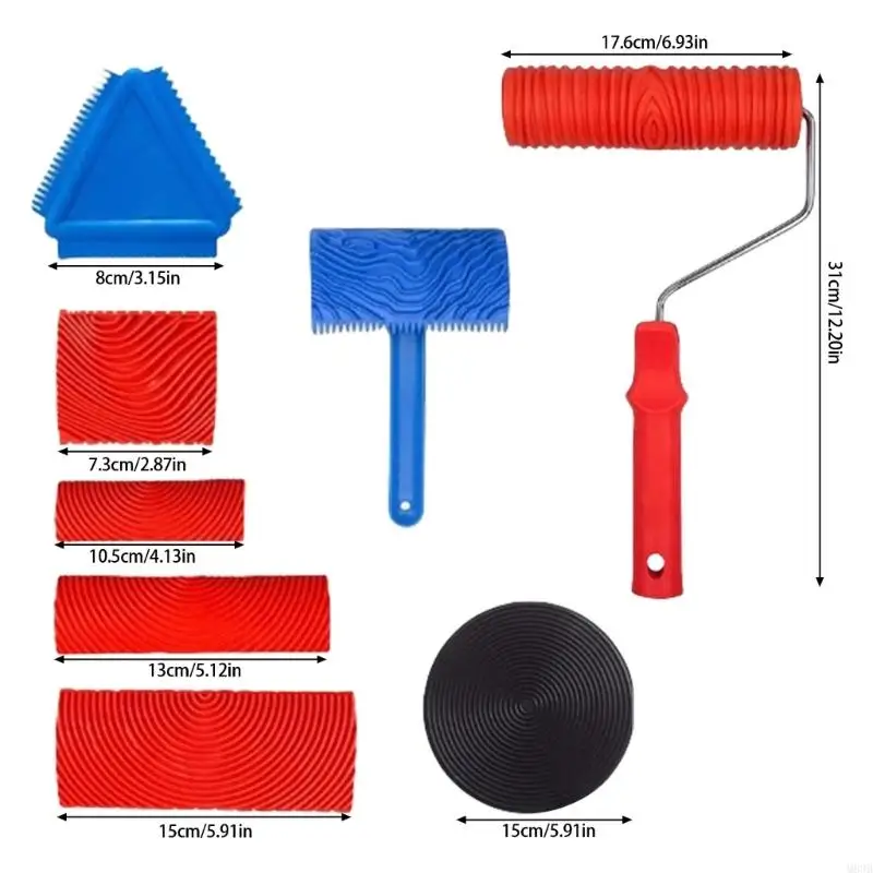 8Pcs Multipurpose Grains Painting Tool Set for Home Decoration Use M89B