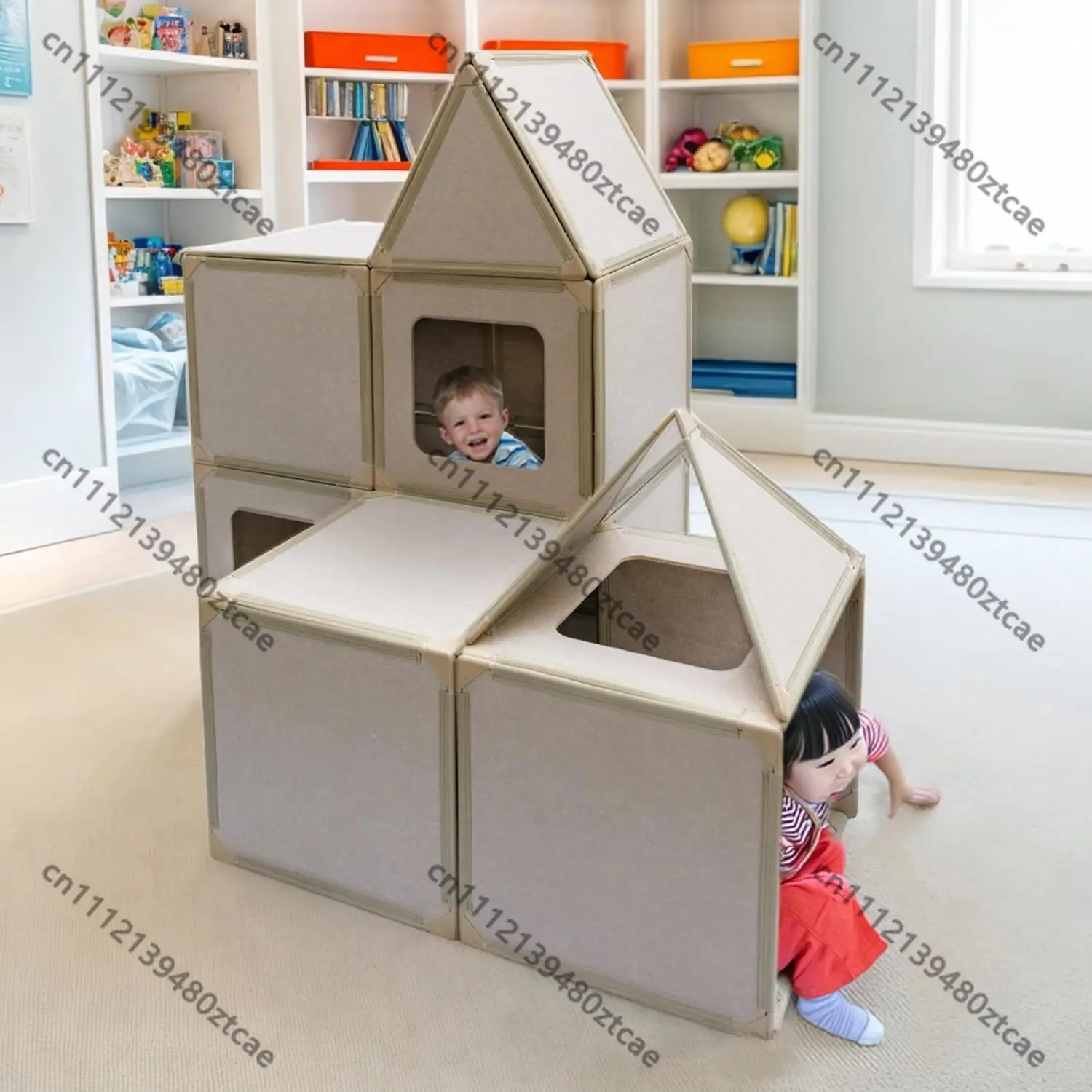 Large Magnetic Panel Building Set, DIY Assemble Playhouse, Magnetic Construction Blocks, Kids Indoor Educational Tent Toy