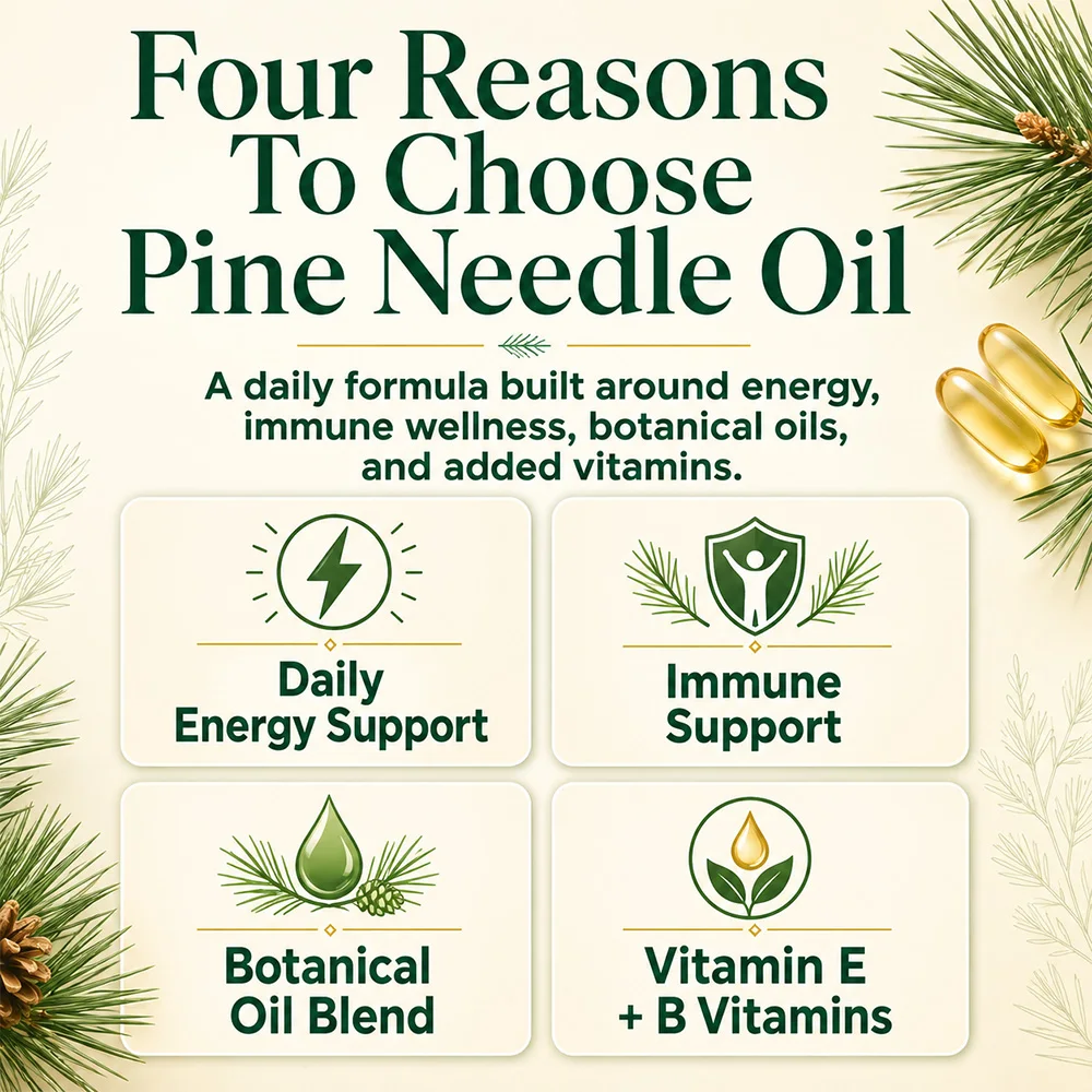 PINE NEEDLE OIL 700mg, Containing Grape Seed Extract, Vitamin E, and B2, Supports Energy and Immune System, 120 Capsules