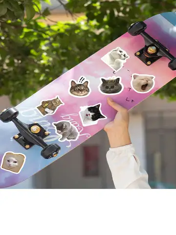 Etori Life 46 PCS Cartoon Cute Animal Society Mischievous Expression Cat Student DIY Stationery,Laptops Decoration Stickers