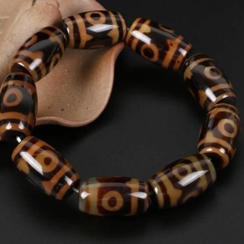 

Old Dzi Bead Bracelet, Sky Eye Agate Necklace, Wenwan Buddha Bead Men's and Women's Jewelry