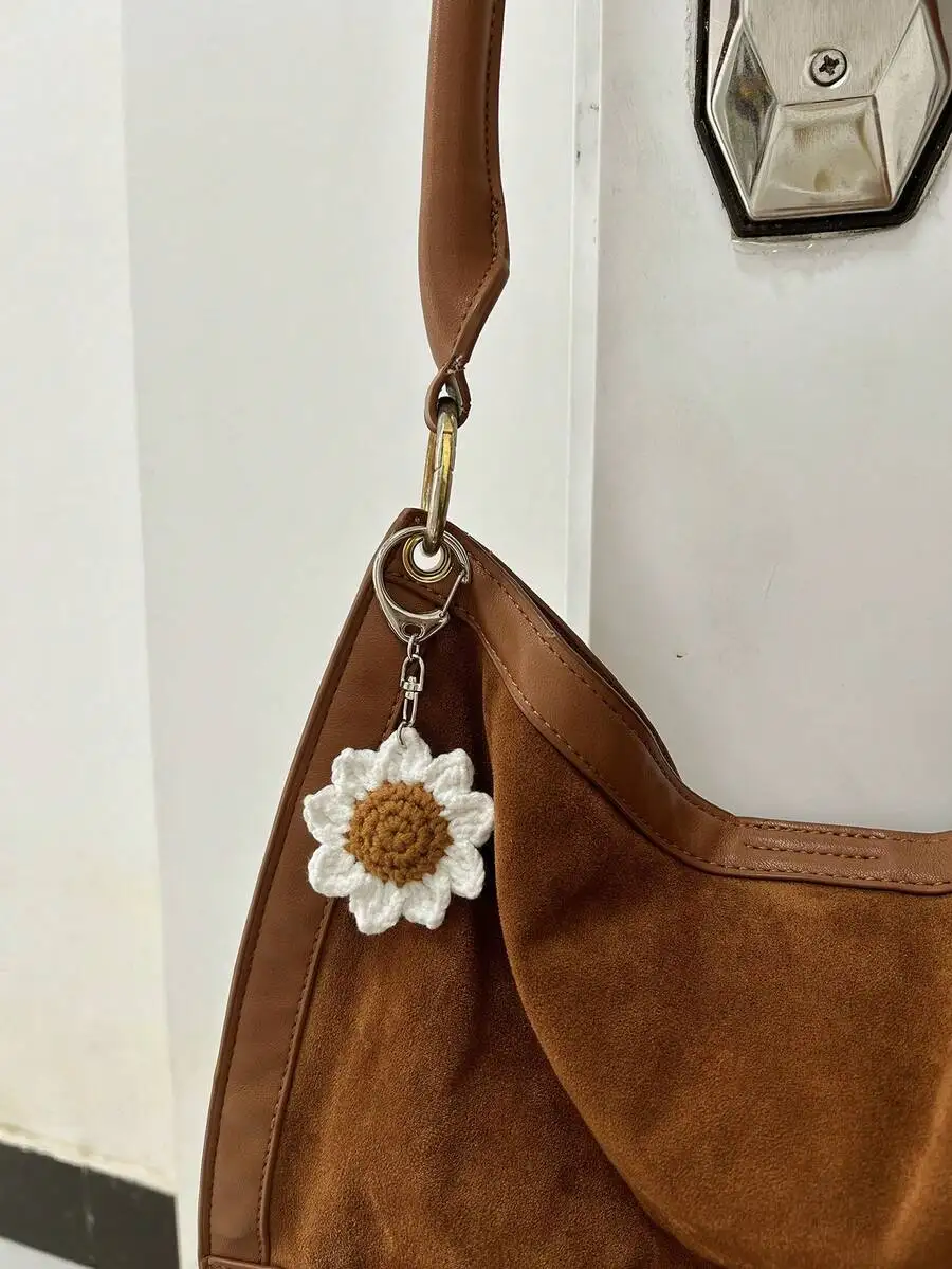 

Mini Sunflower Flower Bag Charm Keychain Bridesmaid Gift Summer Crochet Accessory