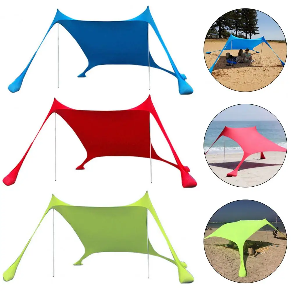 Imagem -05 - Barraca de Praia com Terra Pegs Sun Shelter Anti-vento Cordas Grupo Proteção uv Instalação Simples Outdoor Camping Canopy