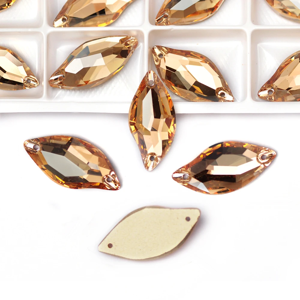 Pubrilex Glas-Aufnähkristalle Golden Shadow New Leaf Drop Rivoli Drop Mix Formen Größen Strass für Kleidung Kleider Bekleidung – Detail 6