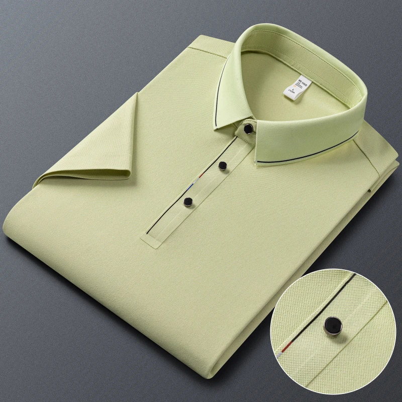 

4XL Man Shirt Polo Summer Short Sleeve Polo Shirt Man Business Casual Easy Care