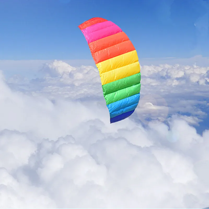 Freies verschiffen 210cm dual line sport power kite fliegen für neue anfänger fallschirm regenbogen pipas voadoras coloridas aufblasbare spielzeug