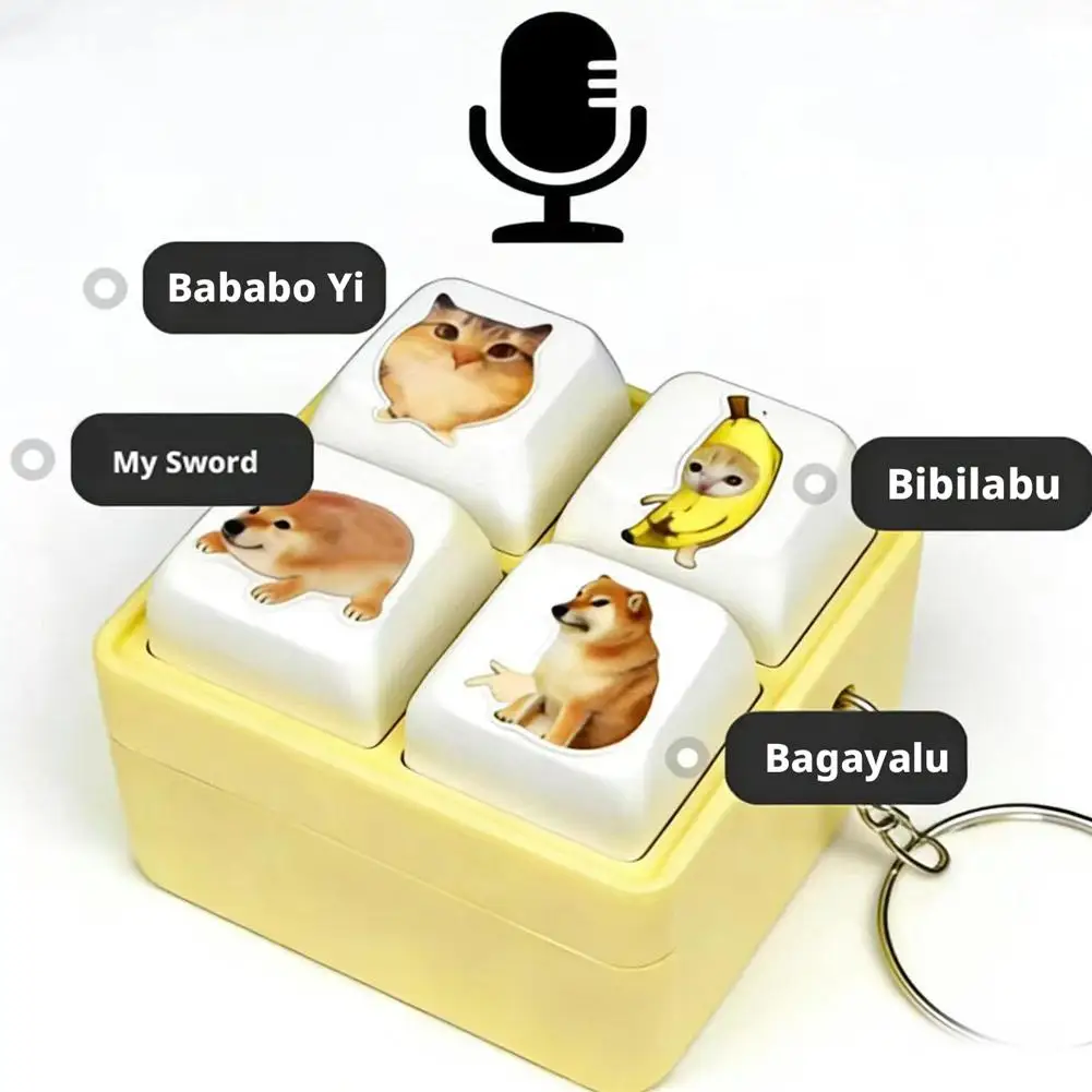 

Keyboard Fidget Toy Shiba Inu voice Button Pendant Squeeze Music Keychain Pass The Time Hanging Ornament for Stress Relief