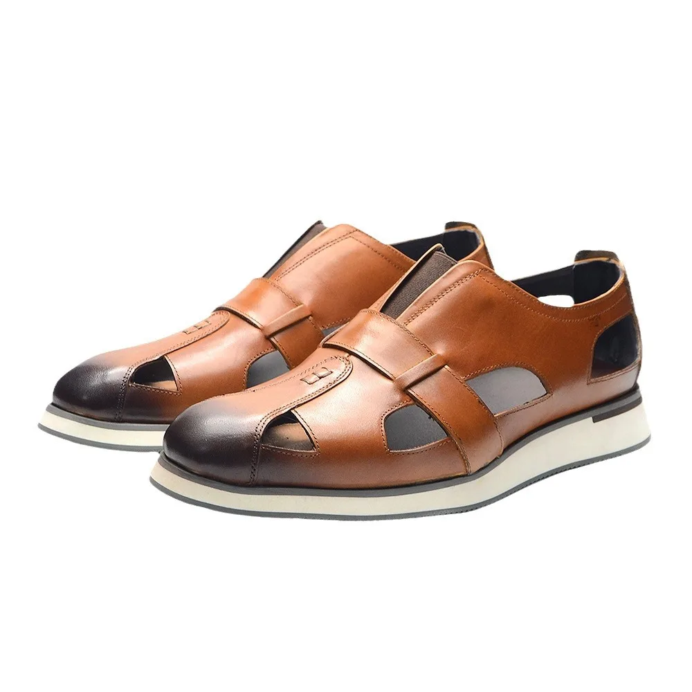 2025 New Summer Genuine Leather Sandals for Men, Top Layer Cowhide, Outdoor Casual Shoes, Size 38-46,