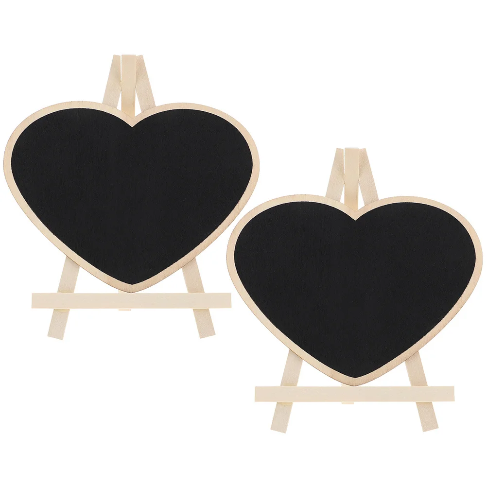 Pizarra pequeña de pie en forma de corazón, tablero de mensajes de escritorio, Mini carteles de pizarra para decoración de mesa de Bar en casa, 2 uds.