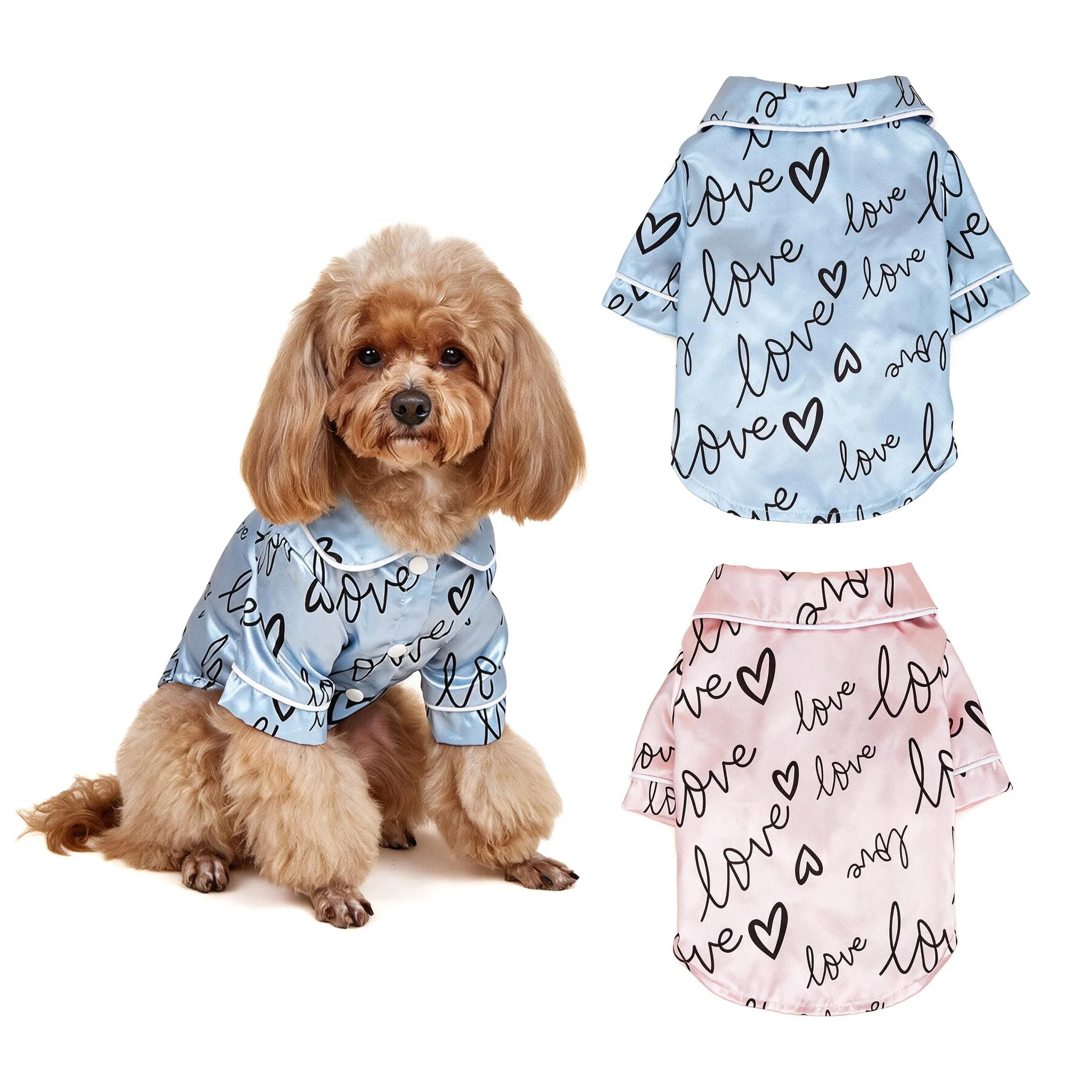 Hundeshirts mit Herzmuster, weiche und bequeme Hundepyjamas, Haustierkleidung für kleine Hunde und Katzen