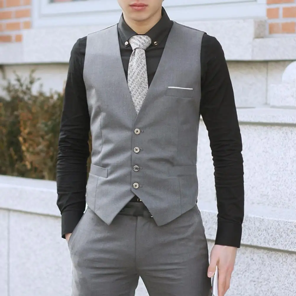 2025 British Style Men Business Vest Deep V Neck Single breasted Formal Suit Waistcoat Classic All Match Men Waistcoat - Image 3