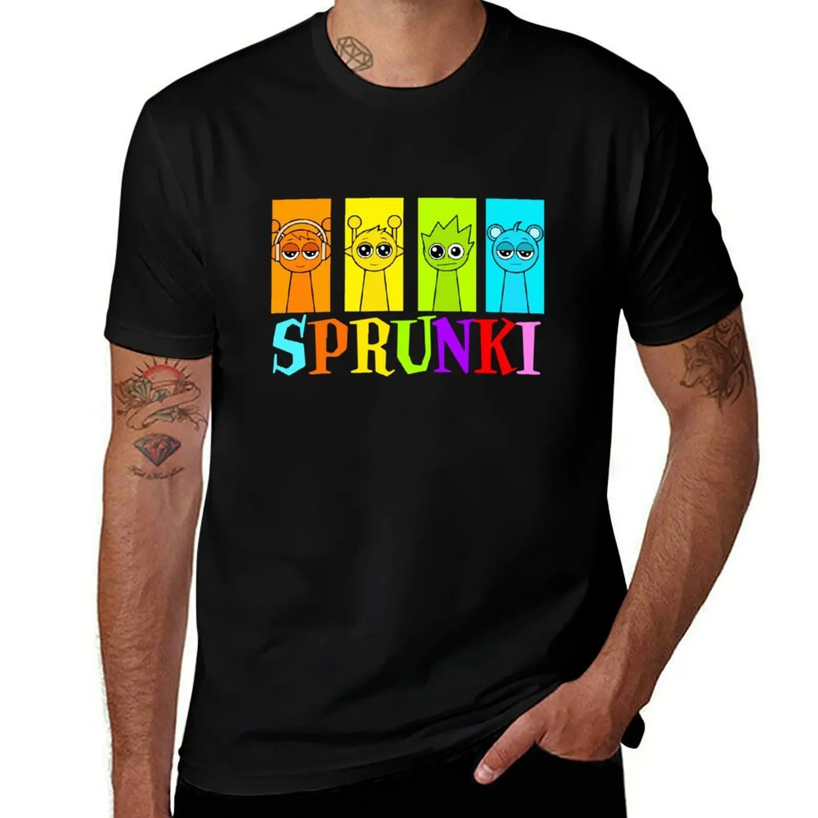 

Футболка Sprunki Essential, футболка большого размера с рисунком, толстовки с аниме, мужские рубашки