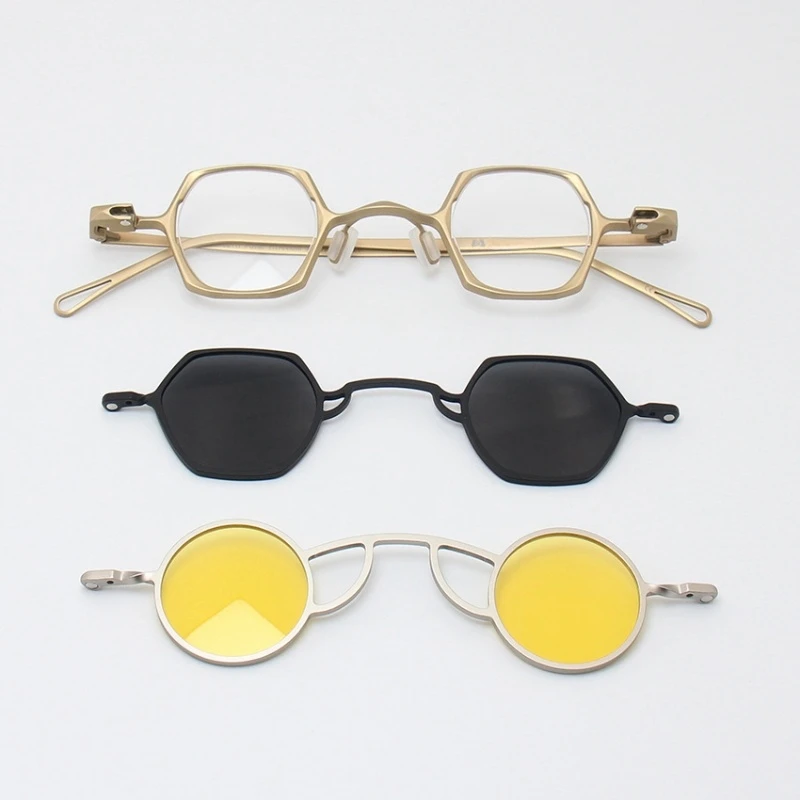 

RG1921TI 2 pcs Magnetic Sunglass Clips Eyeglasses Frame Oval Optical Titanium Glasses Frame Women Prescription Frame Shades