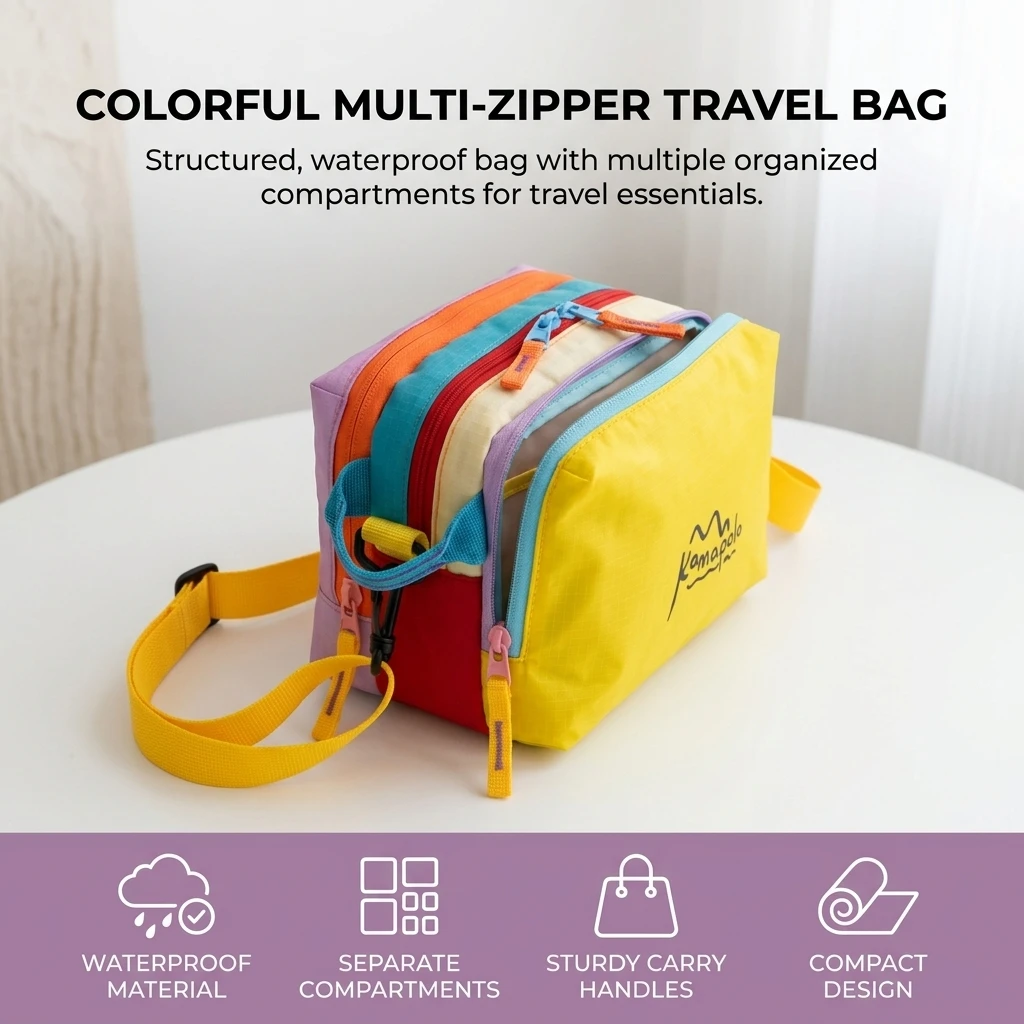 Toiletry Bag Waterproof Oxford Cloth Makeup Organizer Multi-Compartment Portable Storage for Travel-Essentials Durable