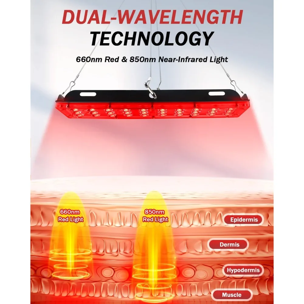 Lampa do terapii światłem czerwonym ze statywem, 660nm światło czerwone i 850nm blisko podczerwone światło, urządzenie do terapii światłem do użytku domowego na całe ciało, również do oczu.