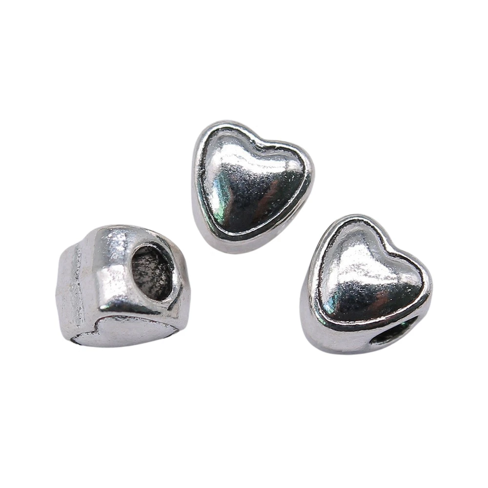 Components Heart European Big Hole Beads Jewelry 8x8x7mm 5pcs