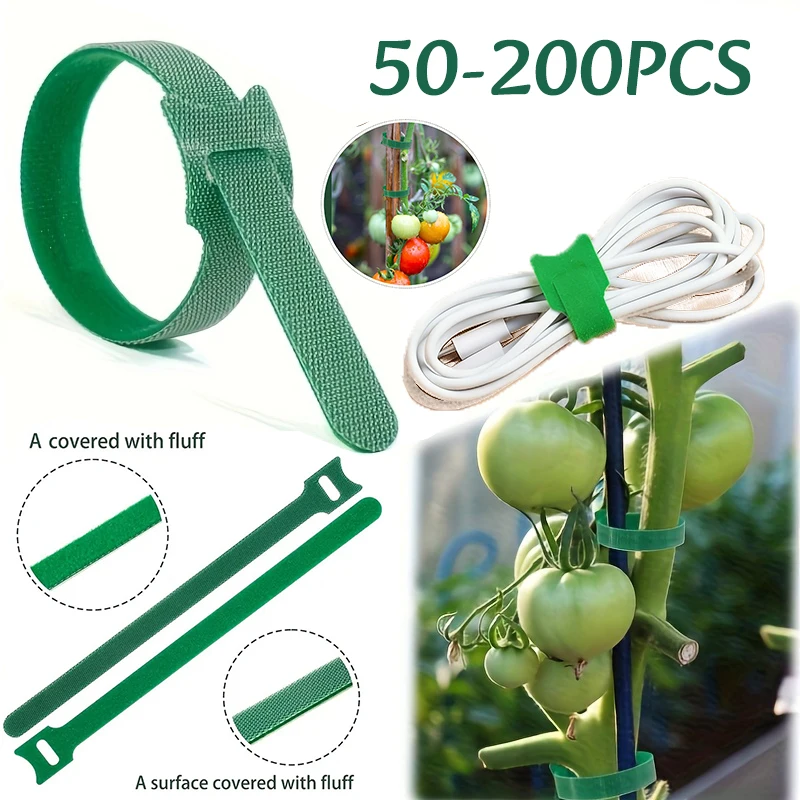 50-200pc Self Adhesive Plant Cable Tie Reusable Cable Organizer Clips Adjustable Nylon Plant Tape  Multi-Purpose Fastening Ties