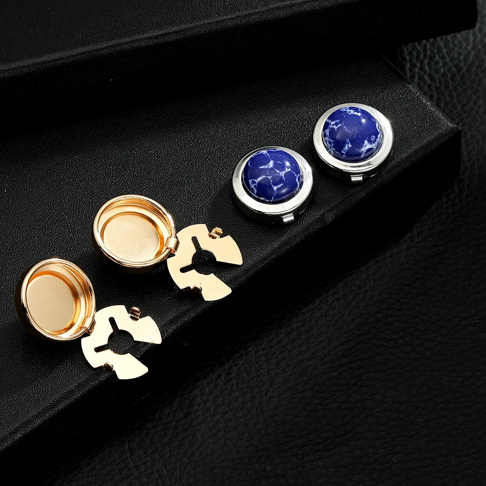 10 Styles Neue Manschettenknöpfe mit Steinen, lustige Hemd-Manschettenknöpfe mit Glas-Cabochon-Kunstbild – Detail 4