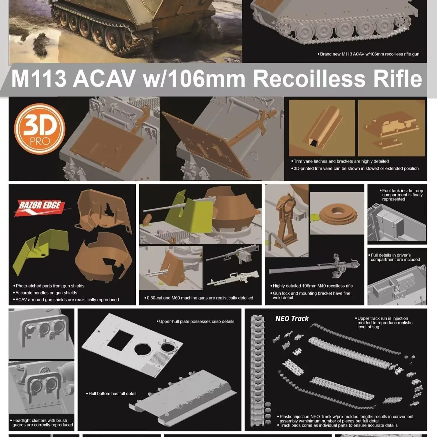 Nieuwe 1/35 Dragon Monteren Tank Amerika M113 Gepantserde Cavalerie Assault Auto Assemblage Model 3575, Ongekleurd Ornament Aangepaste Speelgoed Gift
