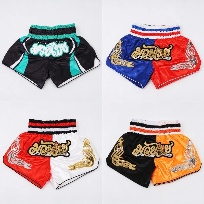 Muay Thai Shorts Men Women Kids Leopard Thai Boxing Shorts Premium Kickboxing Fight Training MMA Pants