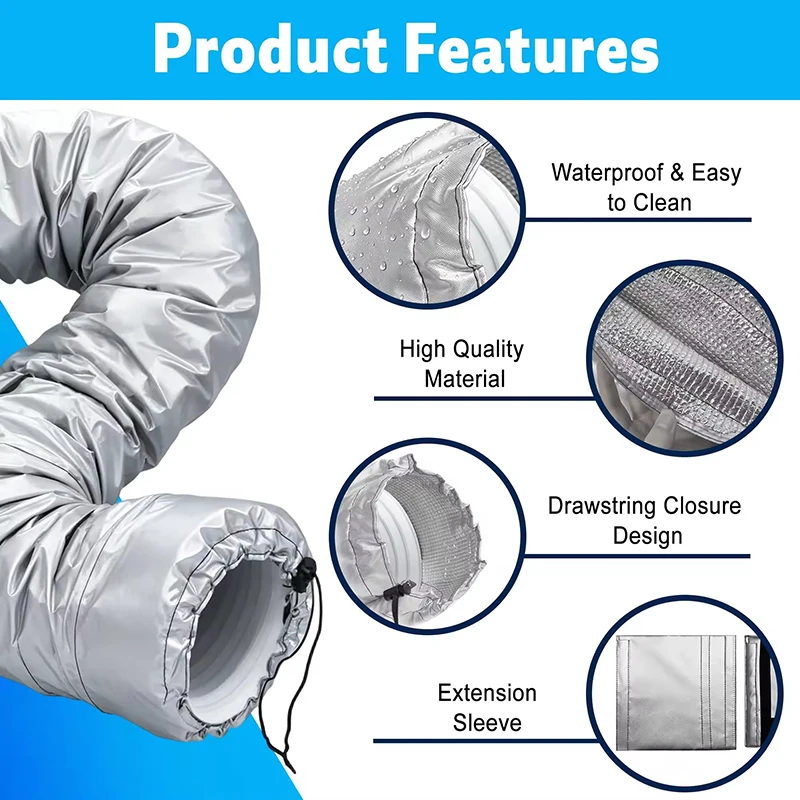 1PC Portable Air Conditioner Hose Cover Insulation Heat-Resistant Hose Protective Sleeve AC Hose Duct Vent Cover Accessory