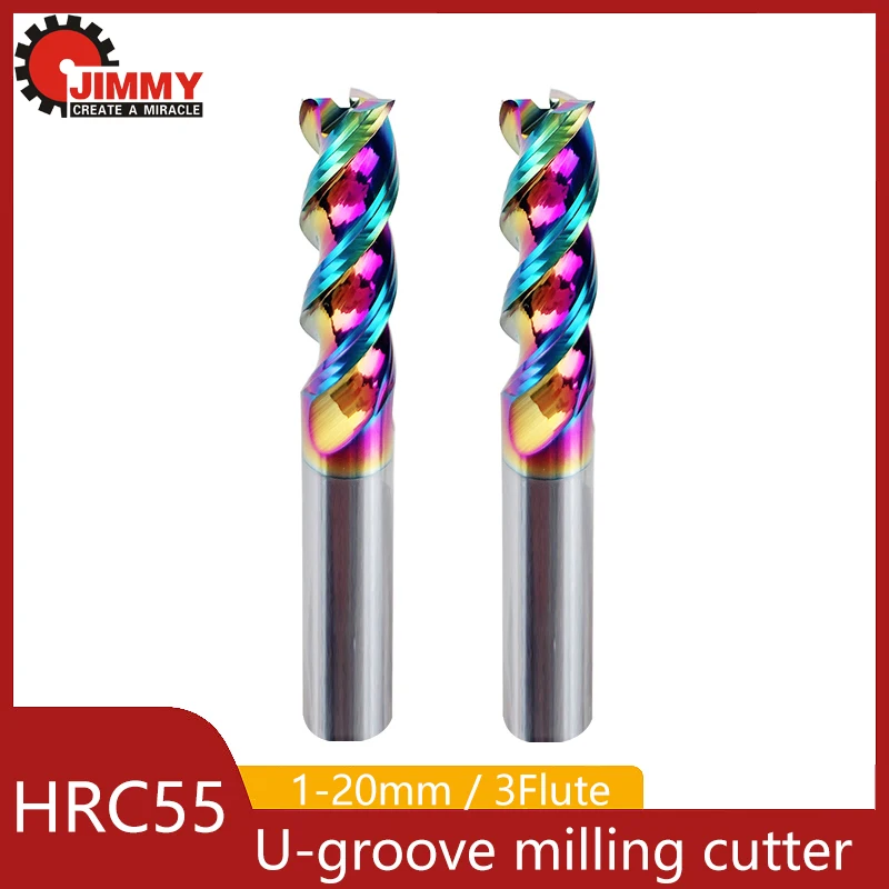 JIMMY HRC55 Tungsten Steel 3 Flute Milling Cutter Carbide End Mill CNC Colorful Coating Face Mill Cutter Milling Tools